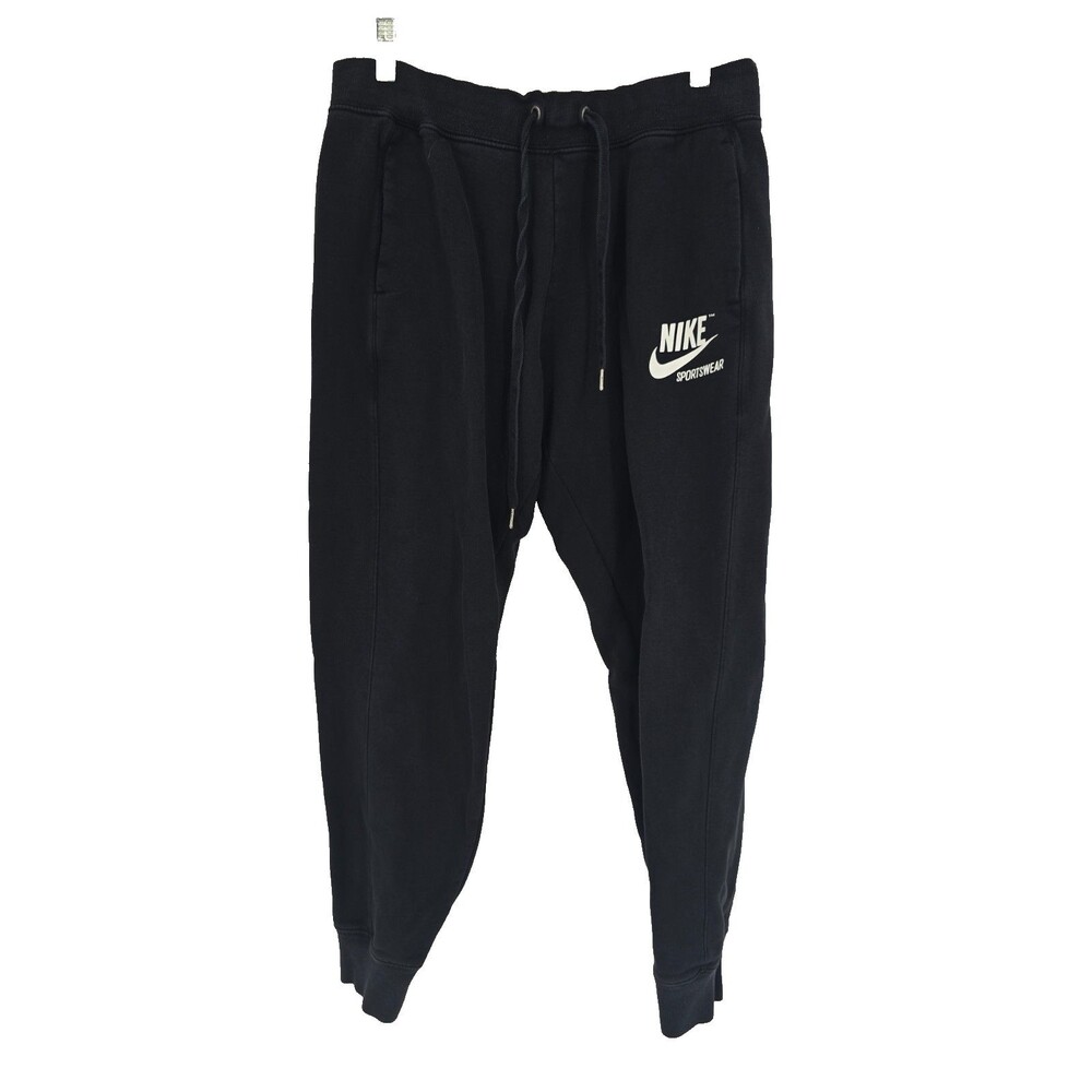 Nike Sweatpants Womens Medium Joggers Black NSW Fleece Tapered Leg 857094